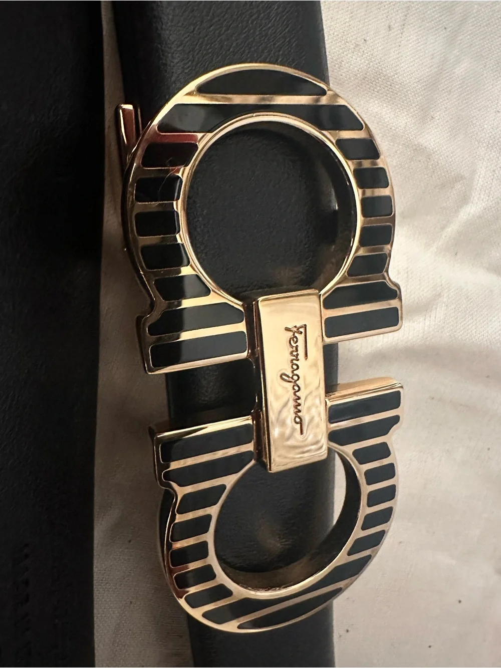 Salvatore Ferragamo polished gold
